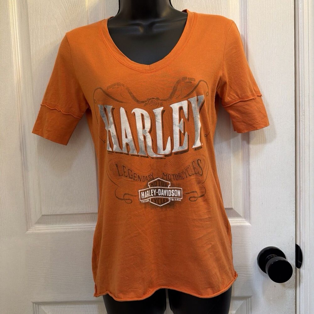 Harley-Davidson Women’s XS Orange Las Vegas Nevada Graphic T Shirt USA Made